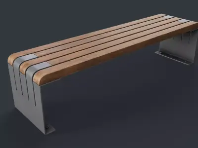 Modern Outdoor Bench 21 PBR Game Ready Low-poly 3D model