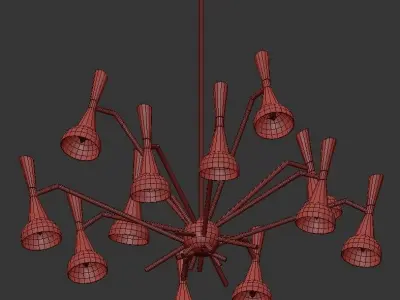 The Hallard gold chandelier with brass accents 3D model