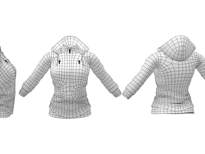 Winter Hoodie Leather Jacket Low-poly 3D model