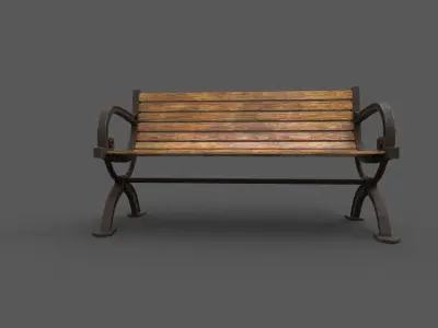 Old Street Bench Low-poly 3D model