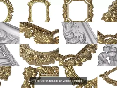 3 carved frames set 3D Model 3D Model Pack