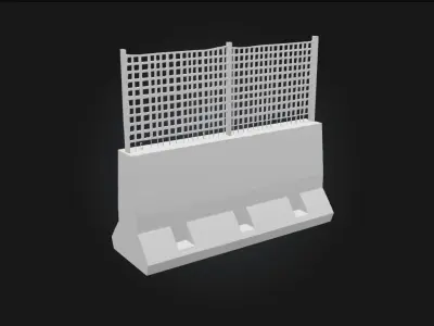 Concrete Barrier with Metal Fence  Urban Protection Reinvented 3D model