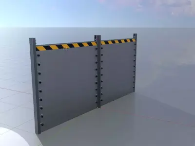 Aluminum flood protection wall 2m x 4m Low-poly 3D model