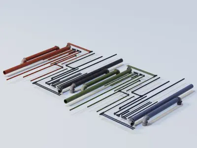 Rusty Industrial Pipes Low-poly 3D model