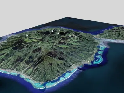 Tahiti island in French Polynesia 3D model