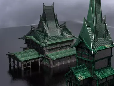 Samurai Temple Ruin 8 3D model