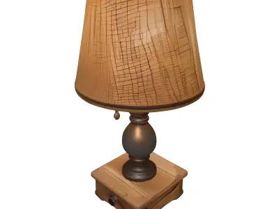 Rustic Table Lamp Burlap Shade Low-poly 3D model