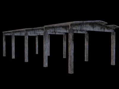 Concretecanopy wooden structure Low-poly 3D model