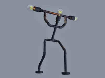 Pipe Lamp - Barbell Curl 3D model