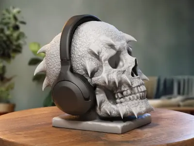 Skull dragon Headphone Stand Cyborg skull dragon Headset Stand 3D print model purchase
