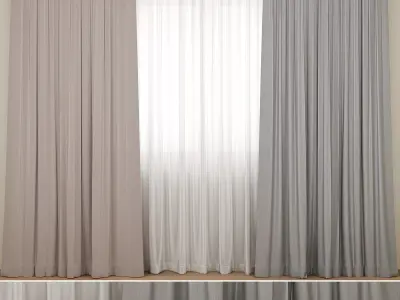 Curtain modern  01 3D model 3D model