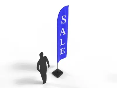 Banner Flag 01B Low-poly 3D model