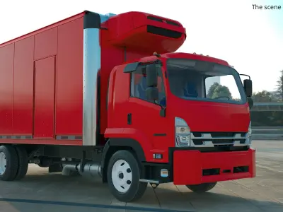  Utility Vehicle Transport Truck Red Simplified 