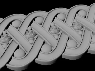 baguette gold braid 3D model