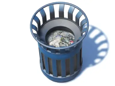Aged Metal Trash Can - Chicago Street Style Low-poly 3D model