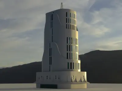 Futuristic City Building 7 Low-poly 3D model