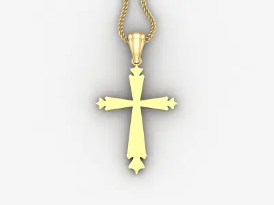 Light Gold 18K Cross Pendant 2CP015 3D print model