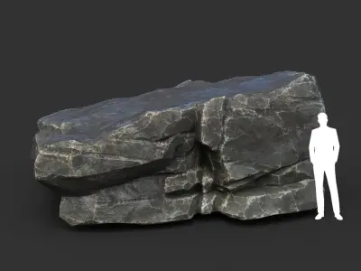 Low poly Black Sharp Modular Rock 210807 Low-poly 3D model