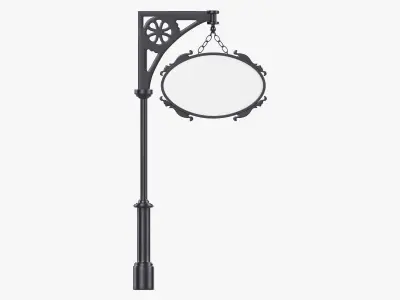 Forged column with hanging sign 04 3D model