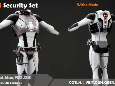 Scifi Security Set Low-poly 3D model