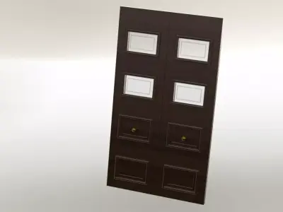 Door with four glass panels 3D model