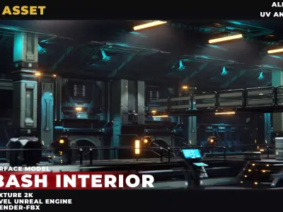 80 Sci-Fi Props Interior Kitbash UnrealEngine VOL 03 Low-poly 3D model