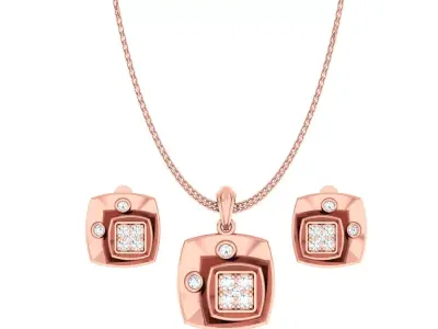 Square Light wt Pendant Earrings Set 3dm stl renders details 3D print model