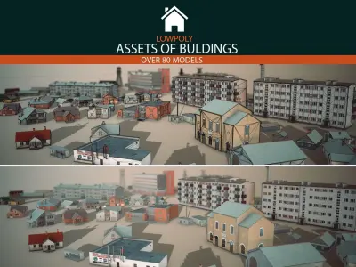 Buildings Pack Low-poly 3D model