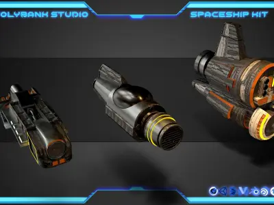 Spaceships Package Low-poly 3D model
