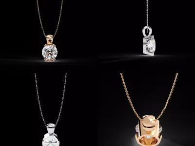 Modern Bezel Solitaire Diamond Pendant CAD Design 3DM STL 3D print model