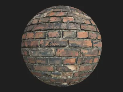 Old red bricks tile 4k PBR Texture