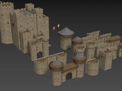 Medieval Castle Construction Set 3D model