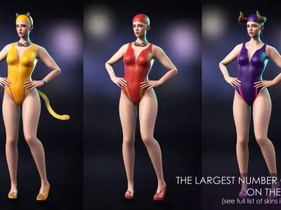 Streetwear Girl 3-12 - School Wear Girls Pack Game-Ready Low-poly 3D model