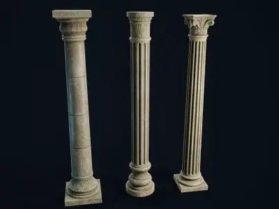 Garden Columns modular Low-poly 3D model