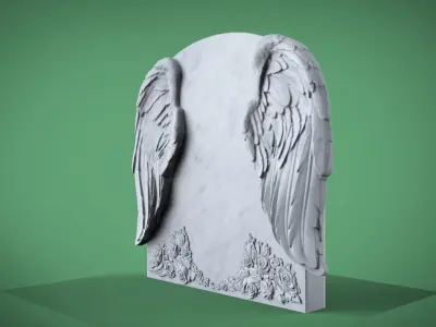 Memorial tombstone with wings 3D print model