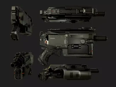 Gun Sci-Fi Low-poly 3D model