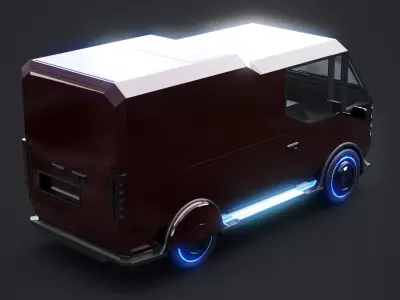 Futuristic Cyberpunk Delivery Van - Sci-Fi Electric Vehicle  Low-poly 3D model