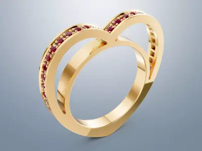 Unique Heart ring Unique 46 diamonds azured 3D print model