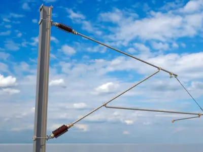 Railroad Catenary Poles Push Pull 2 Sets 3D model