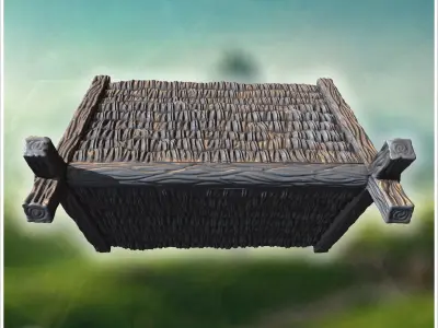 Small wooden house with thick logs reinforced door and steep tri 3D print model