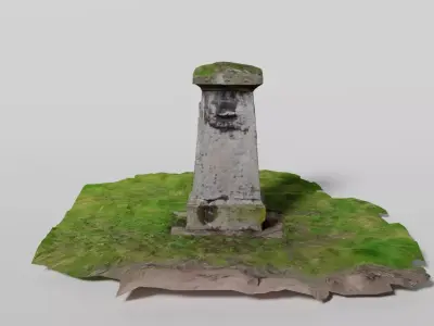 Historical headstone on grass 3D model
