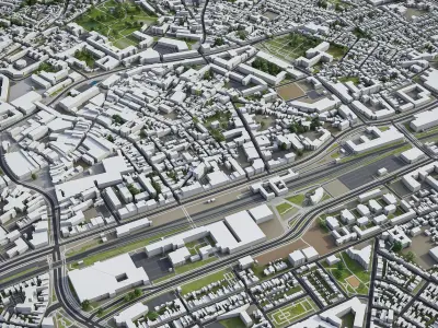 Breda and Tilburg - city and surroundings Low-poly 3D model