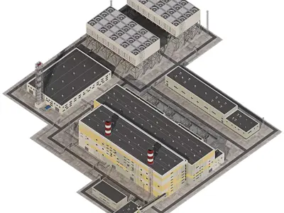 Thermal power plant TPP 3D model