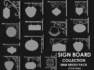 Sign Board Collection IMM Brush Pack 15 in One 3D model