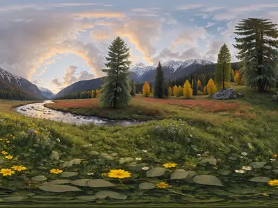 HDRI Meadow Landscapes Low-poly 3D model