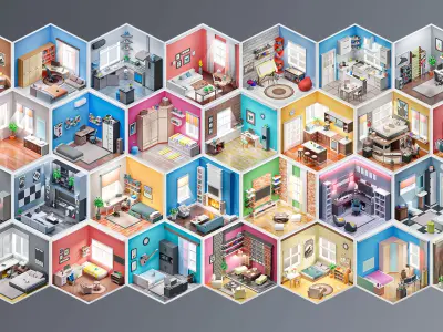 Interior 3 Low-poly 3D model