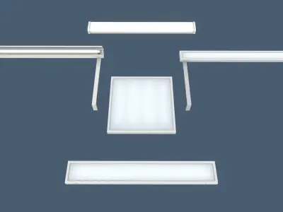 Classroom Fluorescent Lamps Low-poly 3D model