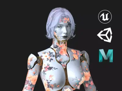 Female Robot R68 Pack Low-poly 3D model