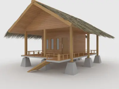 Cabin 1 Thatch Roof Low-poly 3D model