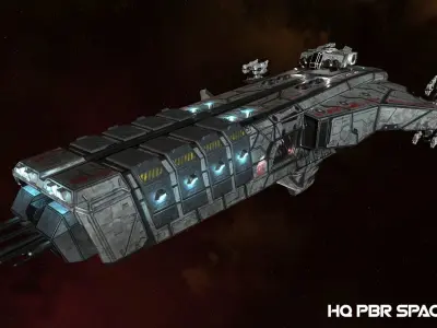 PBR Light Cruiser Low-poly 3D model